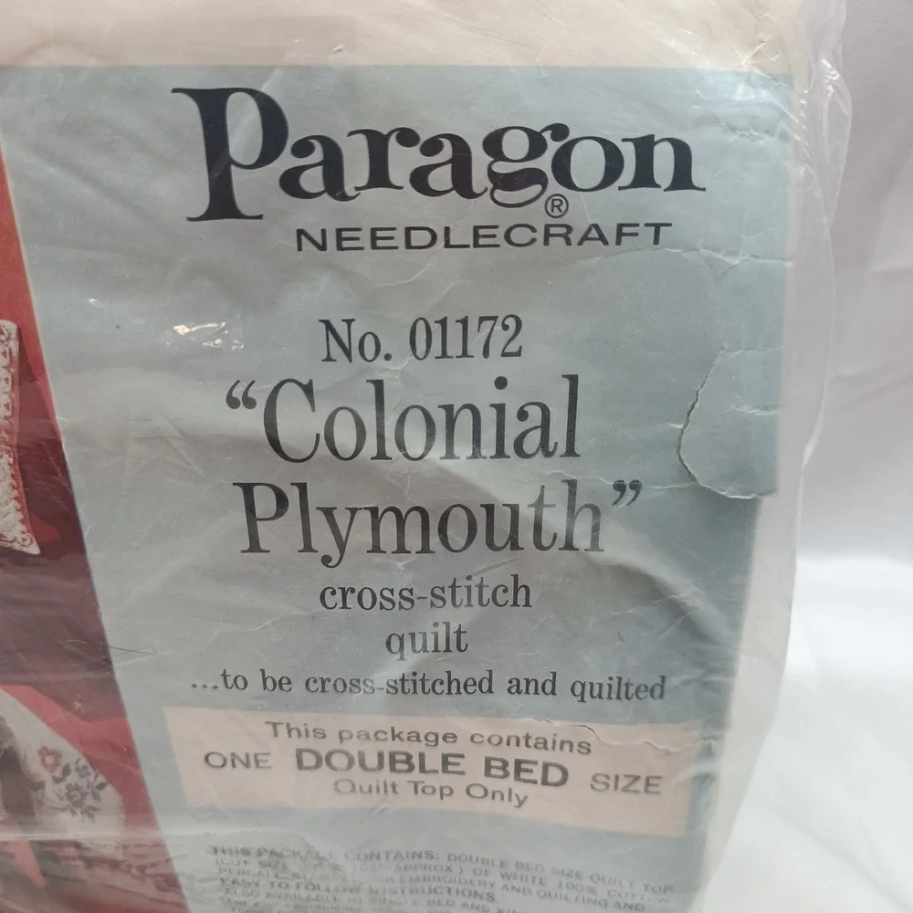Paragon Cross Stitch Quilt Kit Colonial Plymouth Double Bed Flowers Blue Birds